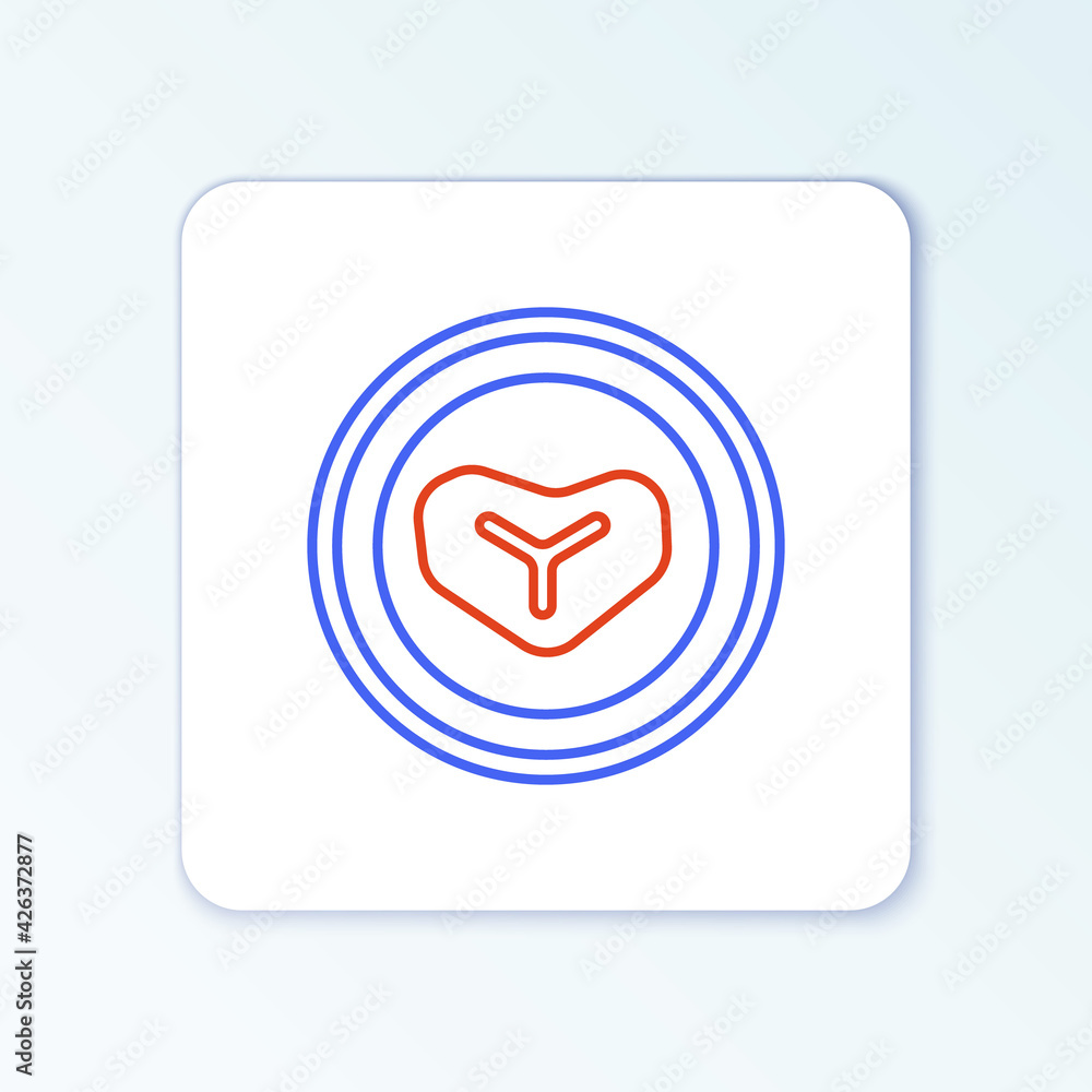 Line Steak meat on a plate icon isolated on white background. Cutlery symbol. Restaurant sign. Colorful outline concept. Vector Line Steak meat on a plate icon isolated on white background. Cutlery symbol. Restaurant sign. Colorful outline concept. Vector
