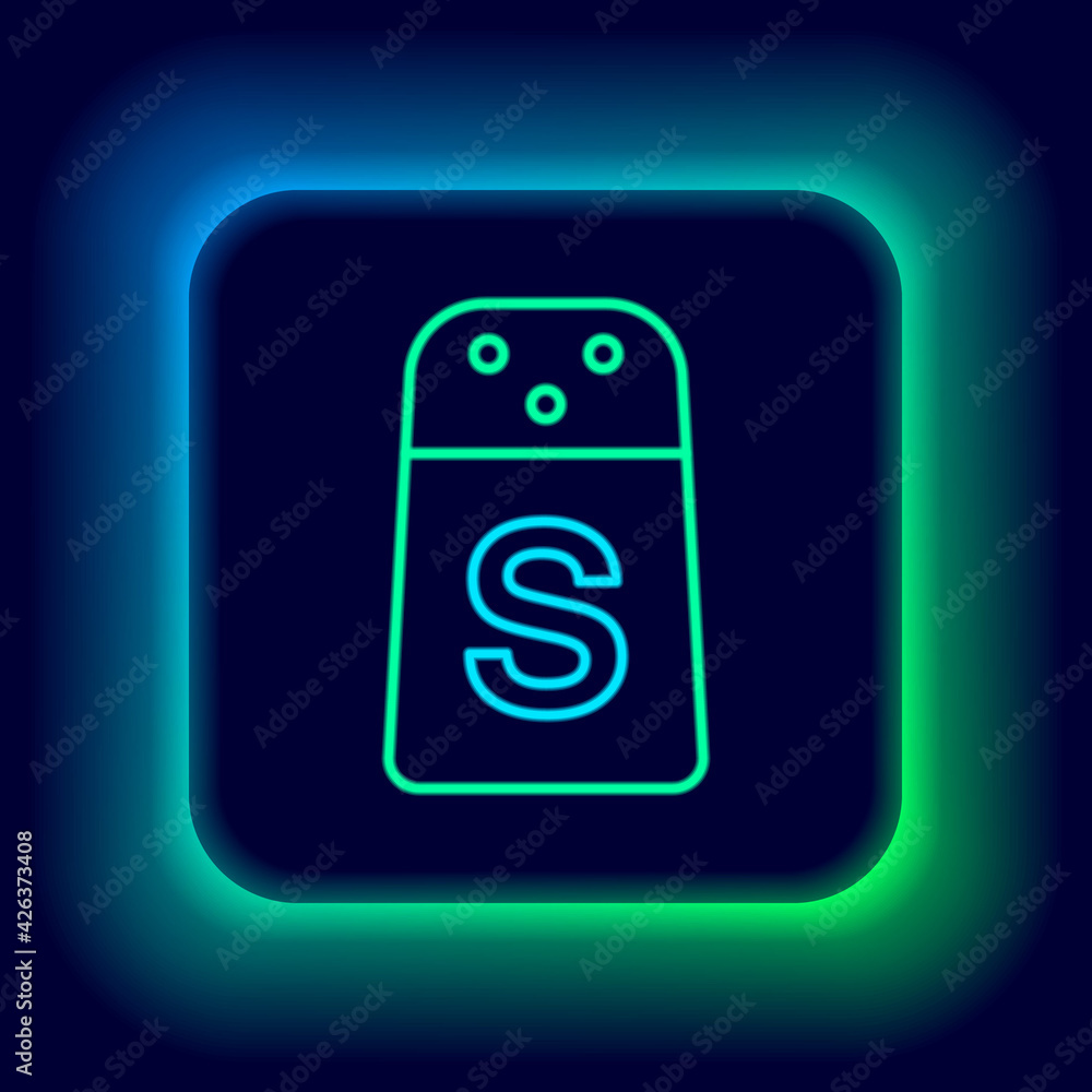 Glowing neon line Salt icon isolated on black background. Cooking spices. Colorful outline concept. Vector Glowing neon line Salt icon isolated on black background. Cooking spices. Colorful outline concept. Vector