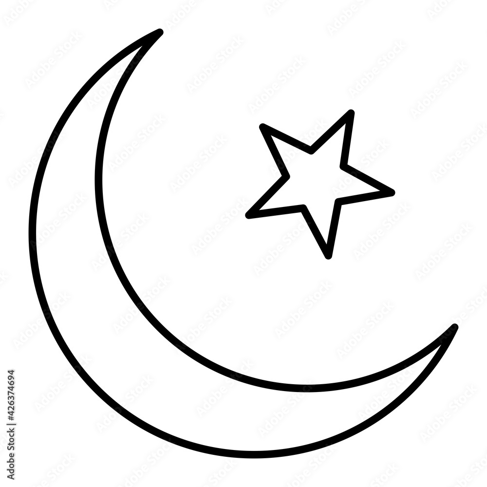 Vector Crescent Moon Outline Icon Design Vector Crescent Moon Outline Icon Design