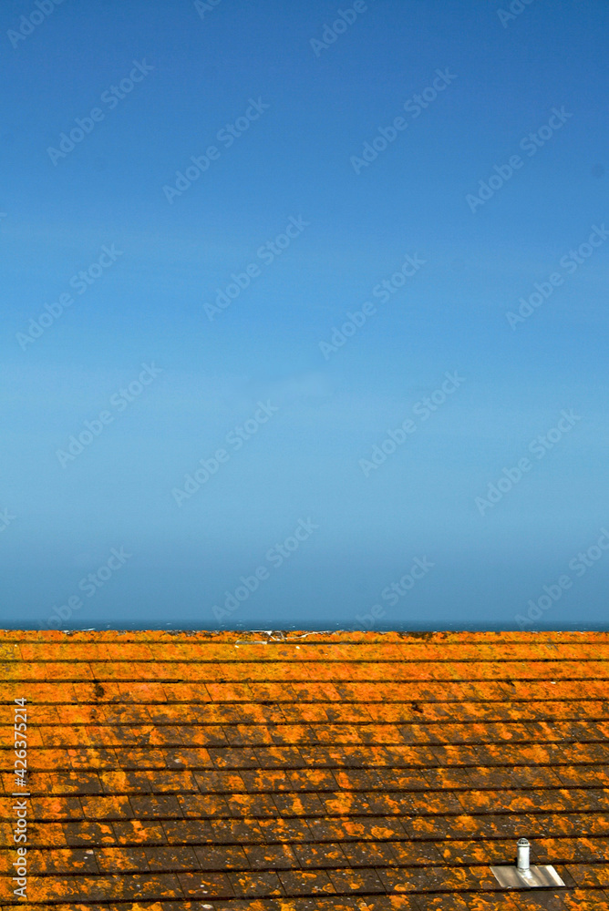 Fototapeta premium orange wall and sky