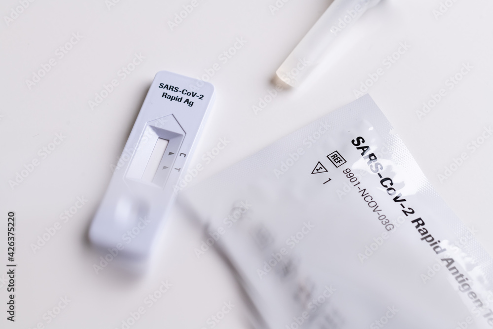 Obraz premium Sars Cov 2 rapid antigen test nasal kit. Self test. test at home. Corona, Covid 19. High quality photo