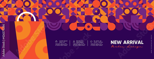 Online shopping and sale. Flat vector illustration. Minimalistic background illustrations for sales, advertisements, coupons. Geometric pattern of store symbols and icons. Banner, poster, flyer.