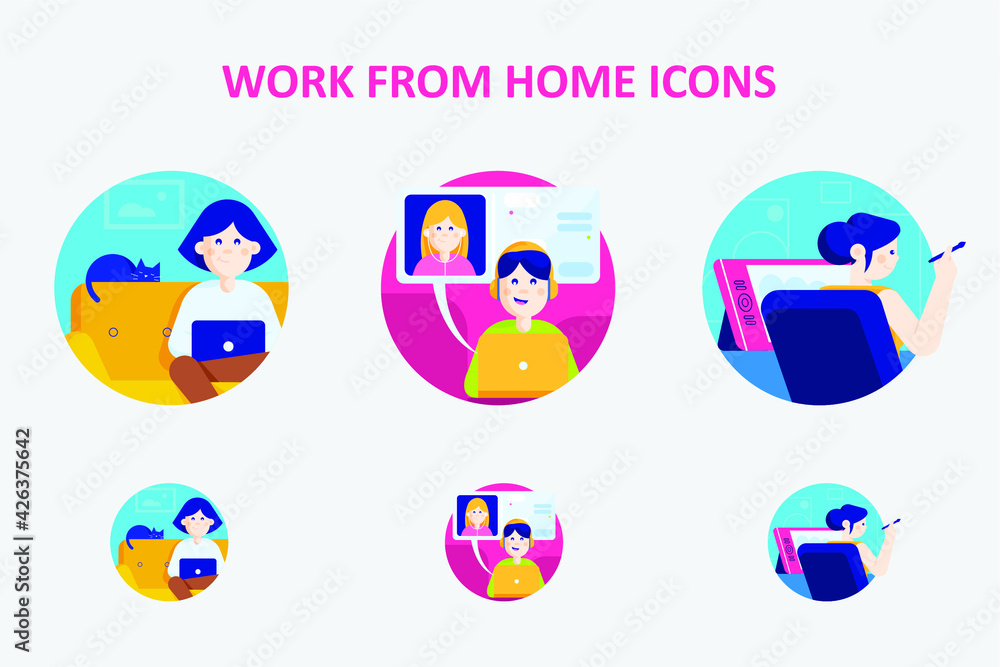 Fototapeta premium Work from home remote icons