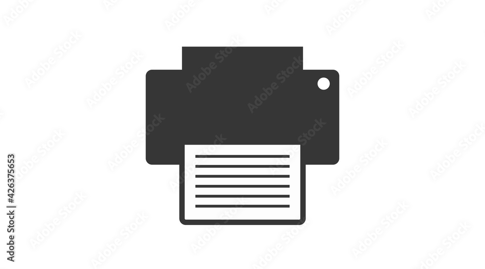 Printer Icon. Vector isolated black illustration of a printer. Print sign Printer Icon. Vector isolated black illustration of a printer. Print sign