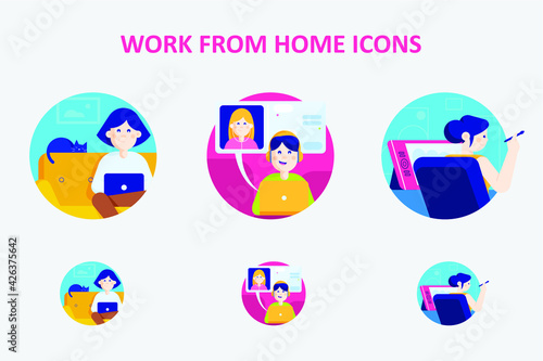 Work from home remote icons