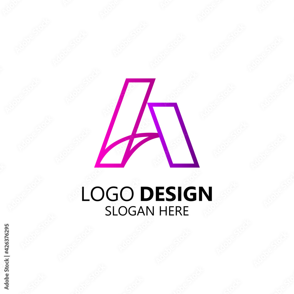 geometric letter A with monoline logo design geometric letter A with monoline logo design