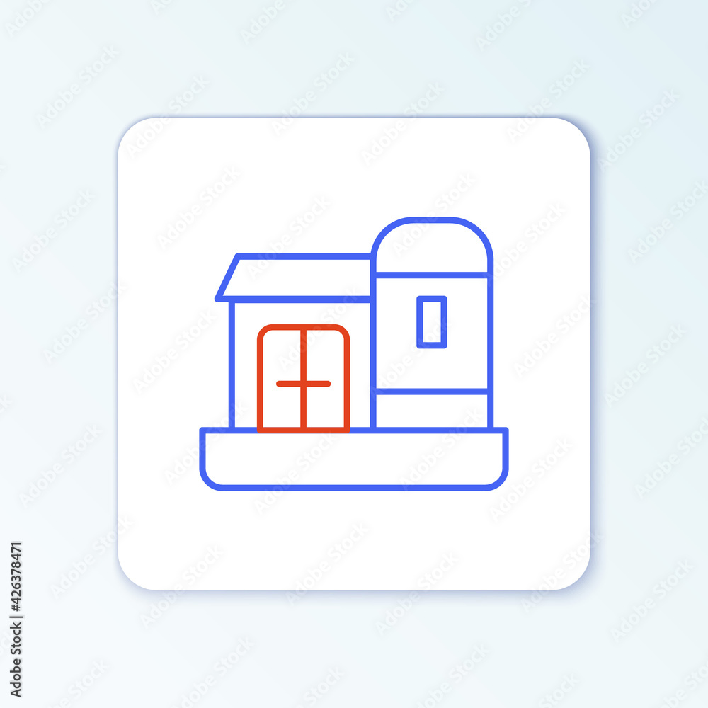 Line Farm house icon isolated on white background. Colorful outline concept. Vector