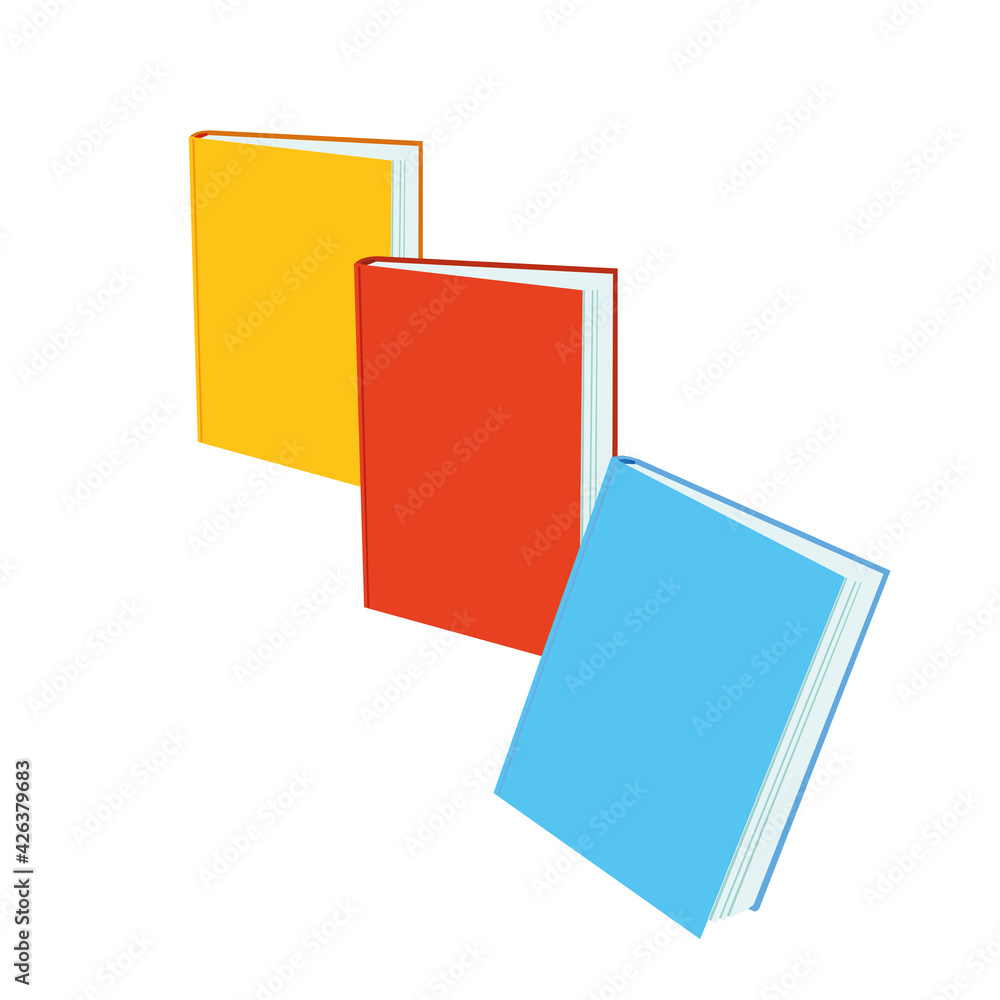book,blue, yellow and red, vector illustration, white background book,blue, yellow and red, vector illustration, white background