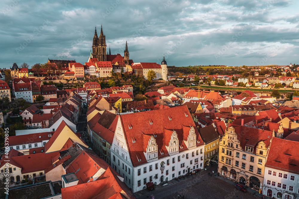 Obraz premium View over the roofs of Meissen in Germany.
