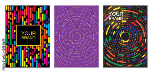 Elegant textured business card set, geometric energetic shapes, modern design. Vector illustration.