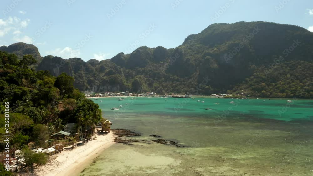Aerial showing the harbour of El Nido, Palawan, Pilippines Aerial showing the harbour of El Nido, Palawan, Pilippines