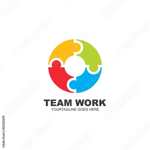 puzzle and community social teamwork icon illustration vector