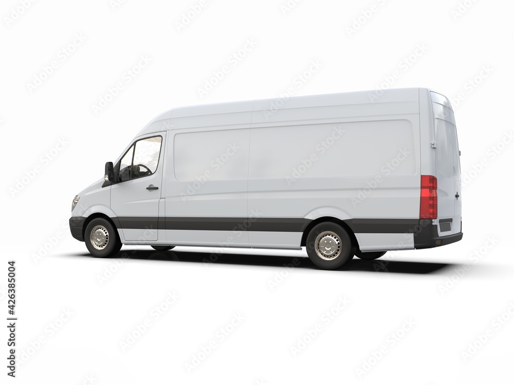 White Commercial Delivery Truck isolated on White Background