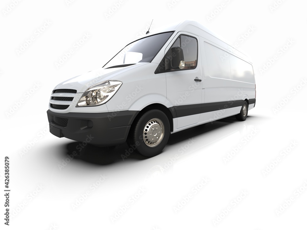 White Commercial Delivery Truck isolated on White Background White Commercial Delivery Truck isolated on White Background