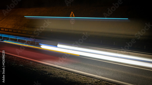 lights of cars at night. long exposure
