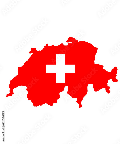 Shape of Switzerland with flag. Vector