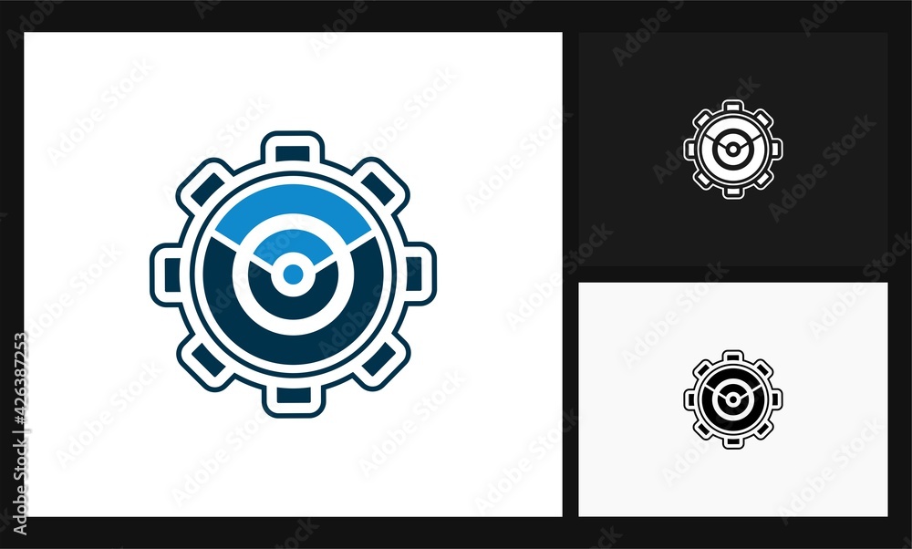Fototapeta premium wifi gear blue symbol concept design logo