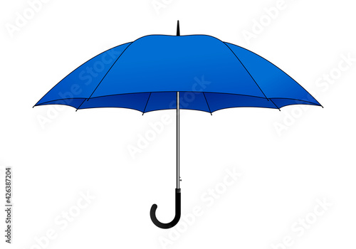 Blue umbrella rain protection template on white background, vector file