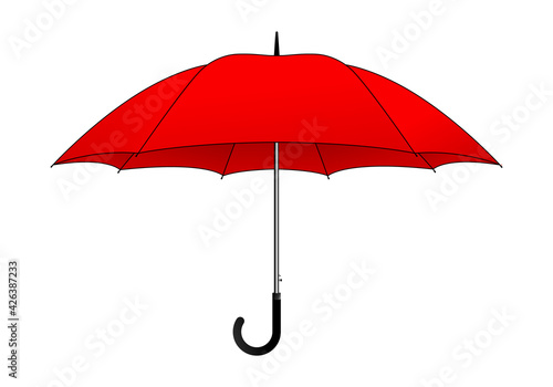 Red umbrella rain protection template on white background