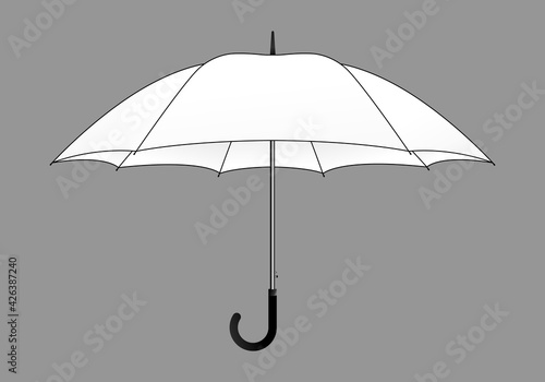 White umbrella rain protection template on gray background