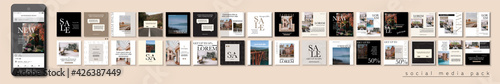 Social media pack Posts for internet content, site for Bloggers, Fashion, ad, Lifestyle brands, Creative businesses blog. Set of square Presentation templates. Unique trendy website slider frames.