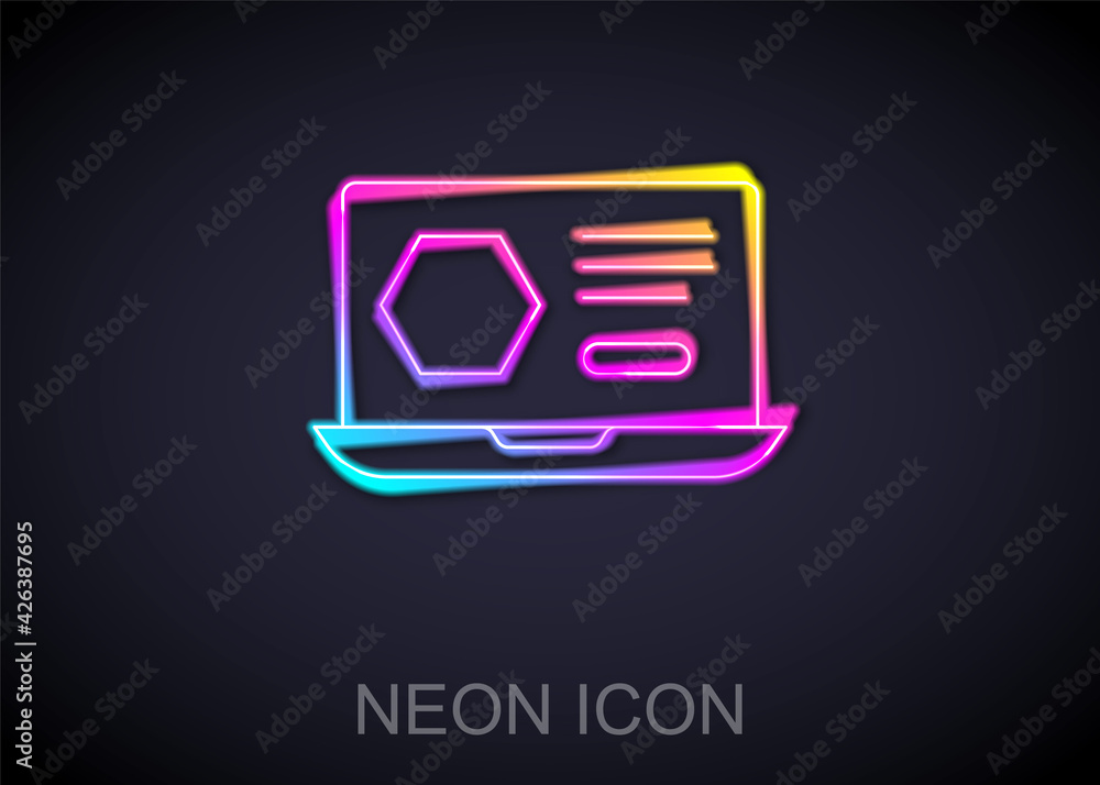 Glowing neon line Honey online service or platform icon isolated on black background. Countryside organic product. Online shop. Vector Glowing neon line Honey online service or platform icon isolated on black background. Countryside organic product. Online shop. Vector