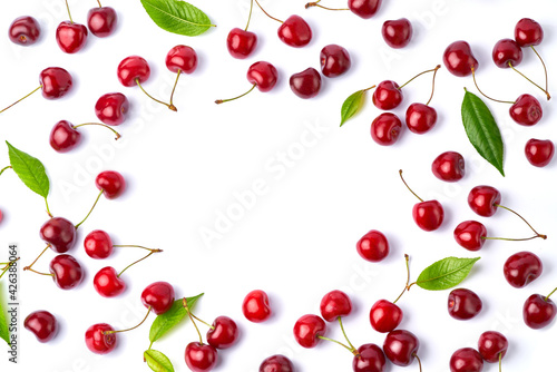 sweet cherry fruits isolated on white background