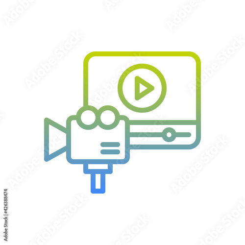 Online movie vector outline Gradient icon style illustration. EPS 10 file