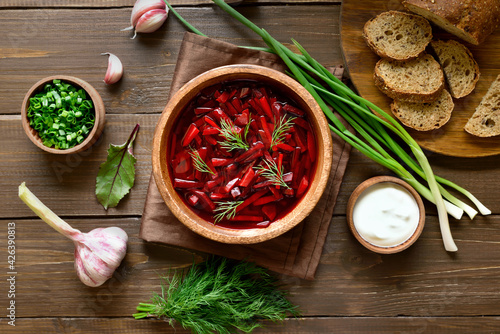 Fototapeta Naklejka Na Ścianę i Meble -  Traditional ukrainian russian soup (borscht).