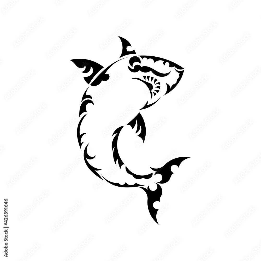 Shark tattoo in Samoa style. Isolated. Vector illustration Shark tattoo in Samoa style. Isolated. Vector illustration