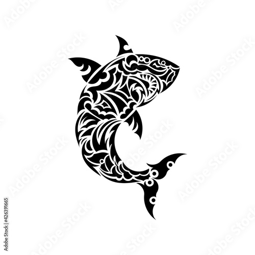 Shark tattoo in Samoa style. Isolated. Vector