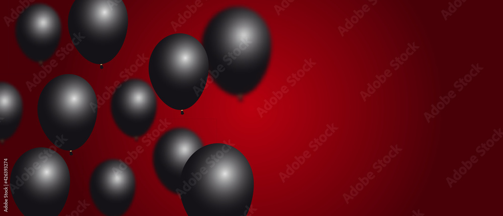 Red and black balloons, realistic vector illustration Red and black balloons, realistic vector illustration