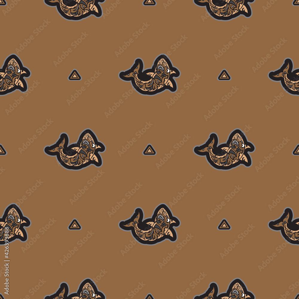 Seamless luxury dark pattern with sharks. Good for menus, postcards, books, wallpaper and fabric. Vector Seamless luxury dark pattern with sharks. Good for menus, postcards, books, wallpaper and fabric. Vector