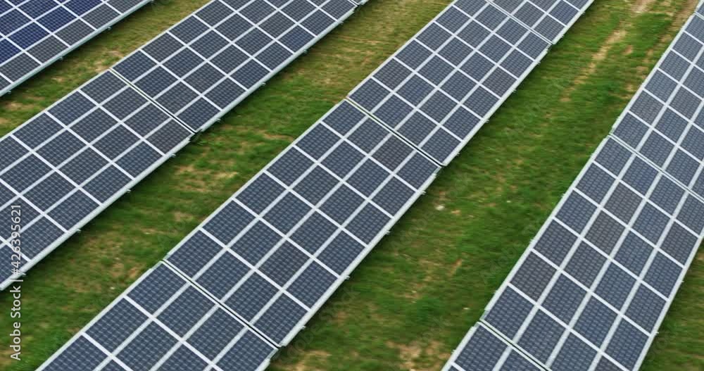 Aerial view of a solar power station, renewable energy, solar panels. Aerial view of a solar power station, renewable energy, solar panels.