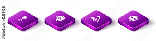 Set Isometric Road traffic sign, Speed limit, Uneven road ahead and No overtaking icon. Vector