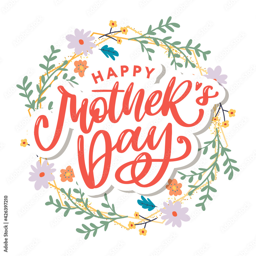 Elegant greeting card design with stylish text Mother s Day on colorful flowers decorated background. Elegant greeting card design with stylish text Mother s Day on colorful flowers decorated background.