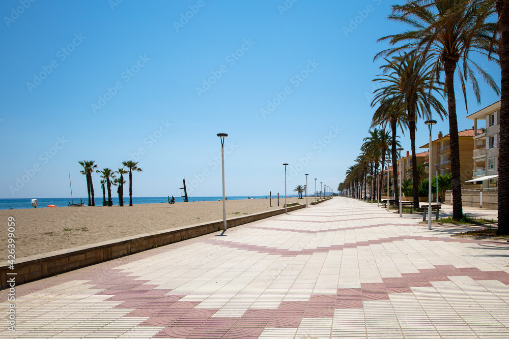 Promenade of Calafell, coastline in Costa Dorada, Spain
