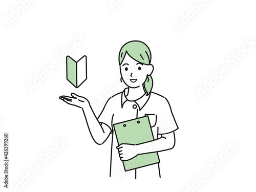 初診　案内　医者　看護師　看護婦　女性　イラスト素材