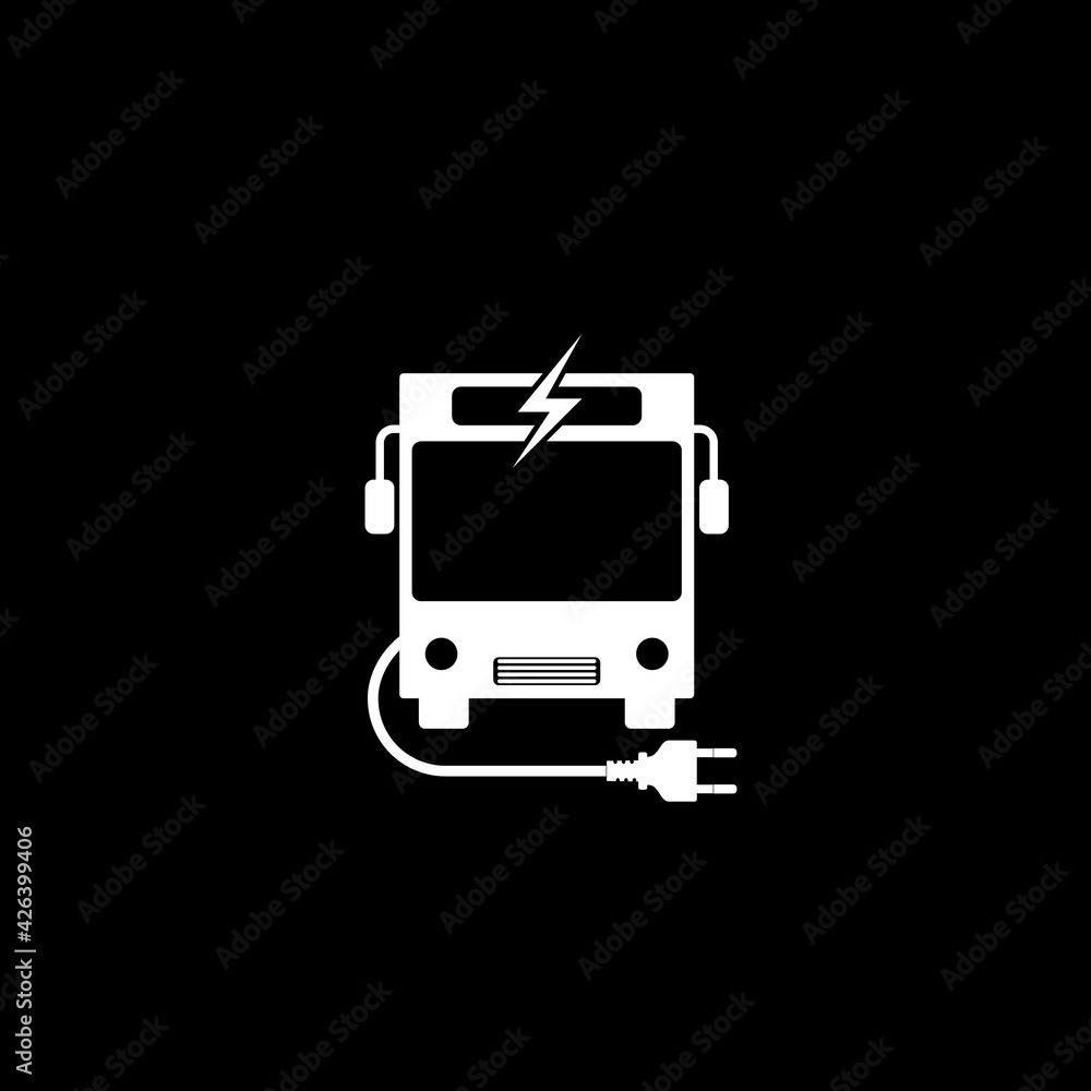 Electric Bus icon isolated on dark background Electric Bus icon isolated on dark background