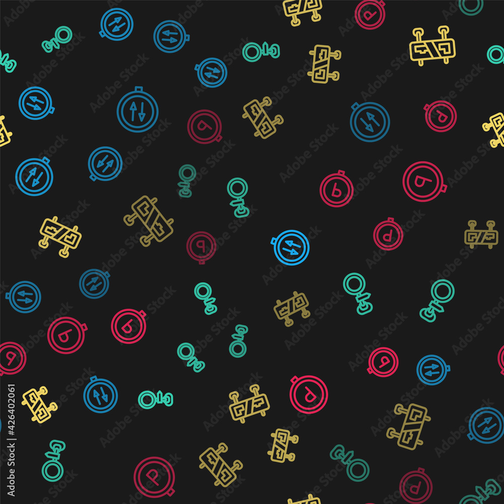 Set line Road warning two way traffic, sign, and Parking on seamless pattern. Vector Set line Road warning two way traffic, sign, and Parking on seamless pattern. Vector