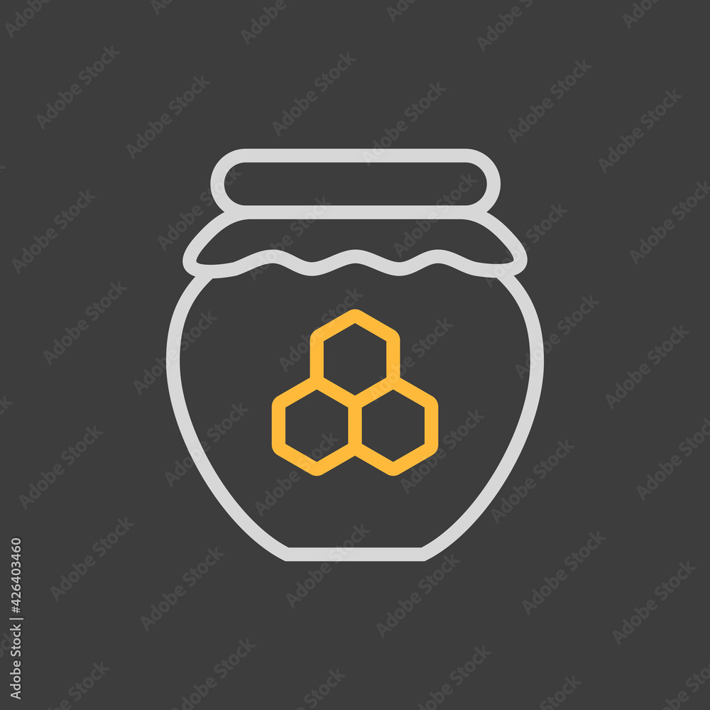 Jar with honey vector icon. Farm animal sign Jar with honey vector icon. Farm animal sign