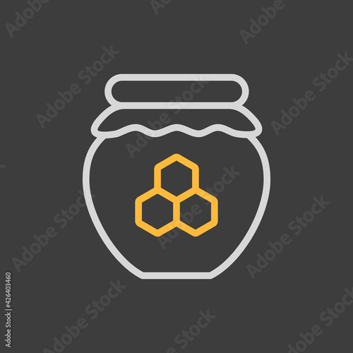 Jar with honey vector icon. Farm animal sign