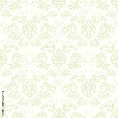 Damask seamless vector pattern. Classic old fashioned damask ornament, royal victorian seamless texture for wallpaper, textile, packaging. Baroque floral pattern