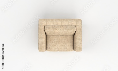 Single Sofa Chair Top View furniture 3D Rendering photo