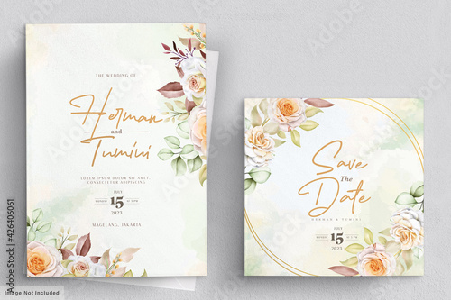 watercolor floral wedding invitation card template © lukasdedi