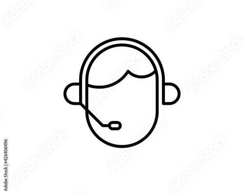 Customer support customer service agent or account manager line art vector icon for apps and websites