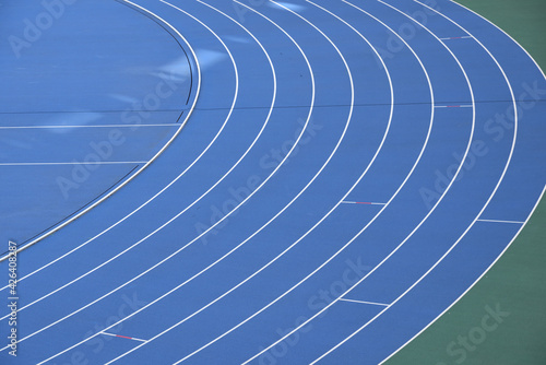 Track of athletic field with nobody