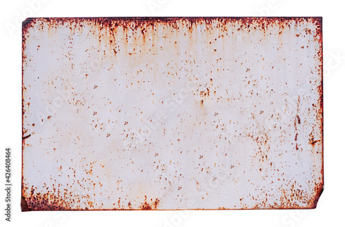 Rust corrosion white iron sign,Rust of metals.Corrosive Rust on old iron white.Use as illustration for presentation. 