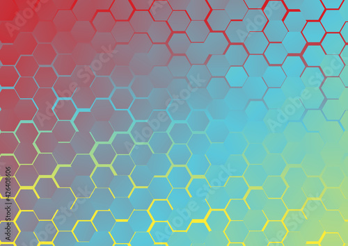 Red Yellow and Blue Gradient Geometric Hexagon Background Illustration