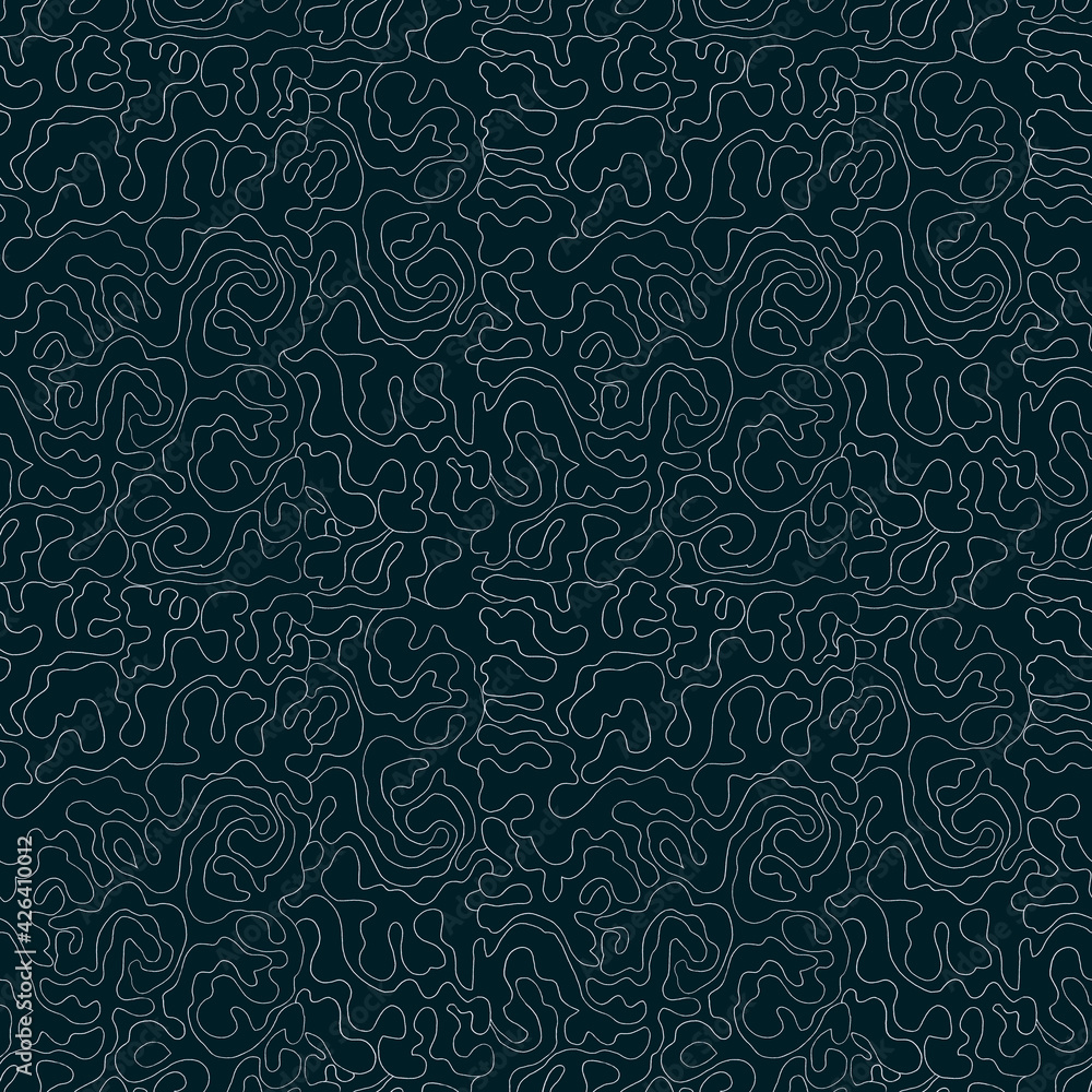 Seamless dark pattern with white tangled lines
